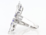 Blue Tanzanite Rhodium Over Sterling Silver Butterfly Ring 1.45ctw