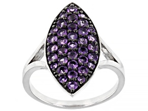 Purple Amethyst Rhodium Over Sterling Silver Ring .86ctw