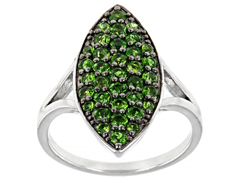 Green Chrome Diopside Rhodium Over Sterling Silver Ring 1.02ctw