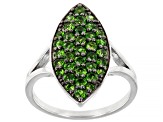 Green Chrome Diopside Rhodium Over Sterling Silver Ring 1.02ctw