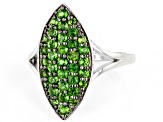 Green Chrome Diopside Rhodium Over Sterling Silver Ring 1.02ctw