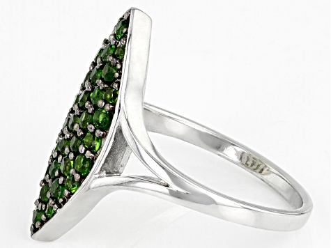 Green Chrome Diopside Rhodium Over Sterling Silver Ring 1.02ctw