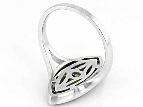 Green Chrome Diopside Rhodium Over Sterling Silver Ring 1.02ctw
