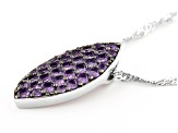 Purple Amethyst Rhodium Over Sterling Silver Pendant With Chain .90ctw