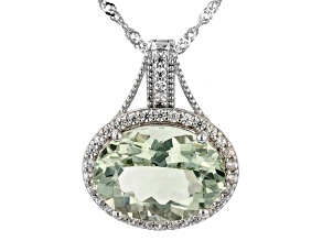 Green Prasiolite Rhodium Over Sterling Silver Enhancer With Chain 7.91ctw