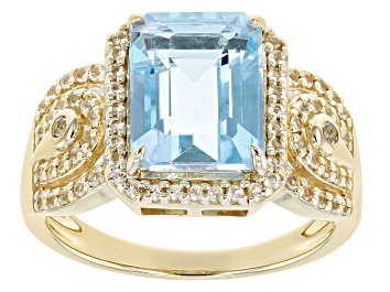Picture of Sky Blue Topaz 18k Yellow Gold Over Silver Ring 3.78ctw