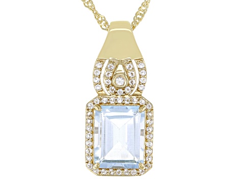 Sky Blue Topaz 18k Yellow Gold Over Sterling Silver Pendant With Chain 3.69ctw