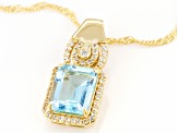 Sky Blue Topaz 18k Yellow Gold Over Sterling Silver Pendant With Chain 3.69ctw