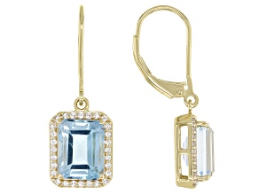 Sky Blue Topaz 18k Yellow Gold Over Sterling Silver Earrings 3.71ctw
