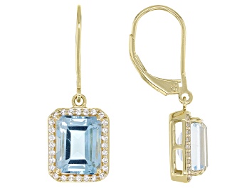 Picture of Sky Blue Topaz 18k Yellow Gold Over Sterling Silver Earrings 3.71ctw