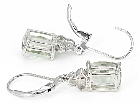 Green Prasiolite Rhodium Over Sterling Silver Dangle Earrings 5.02ctw