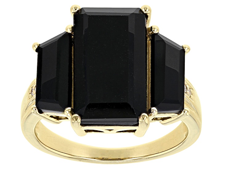 『HAMI VEN 6108 GOLD×BLACK』 Black Spinel 18k Yellow Gold Over Sterling Silver Ring 2.02
