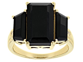 Black Spinel 18k Yellow Gold Over Sterling Silver Ring 9.74ctw