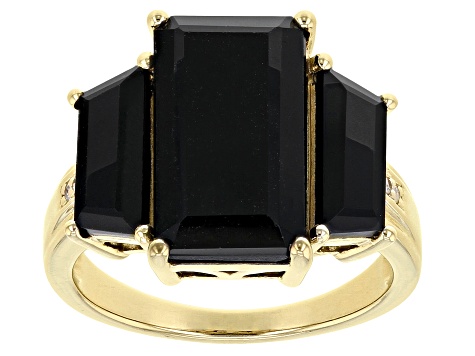 Black Spinel 18k Yellow Gold Over Sterling Silver Ring 9.74ctw 