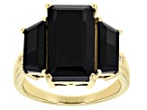 Black Spinel 18k Yellow Gold Over Sterling Silver Ring 9.74ctw