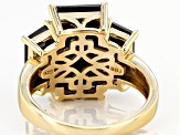 Black Spinel 18k Yellow Gold Over Sterling Silver Ring 9.74ctw