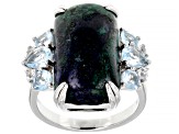 Blue Azurmalachite Rhodium Over Silver Ring 1.45ctw