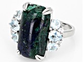 Blue Azurmalachite Rhodium Over Silver Ring 1.45ctw