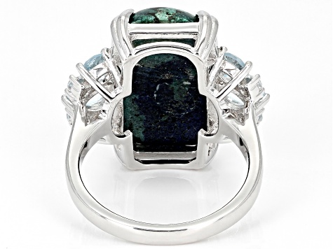 Blue Azurmalachite Rhodium Over Silver Ring 1.45ctw