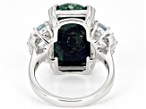 Blue Azurmalachite Rhodium Over Silver Ring 1.45ctw