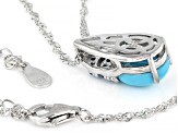 Blue Sleeping Beauty Turquoise Rhodium Over Sterling Silver Pendant With Chain .10ctw