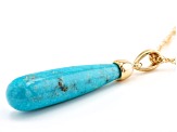 Blue Turquoise 18k Yellow Gold Over Sterling Silver Pendant With Chain