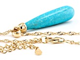 Blue Turquoise 18k Yellow Gold Over Sterling Silver Pendant With Chain