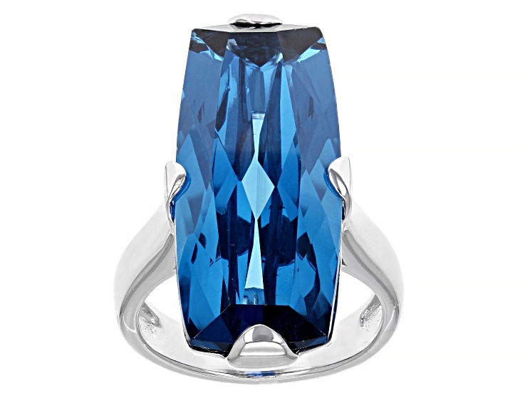 Blue Lab Created Spinel Rhodium Over Silver Ring 20.46ctw