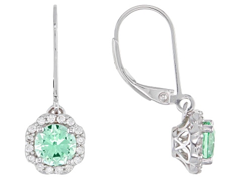 Green Lab Created Spinel Rhodium Over Silver Jewelry Set 5.79ctw