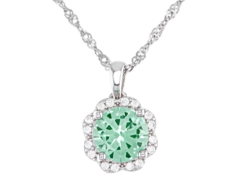 Green Lab Created Spinel Rhodium Over Silver Jewelry Set