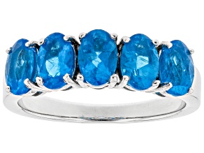 Neon apatite rhodium over sterling silver ring 2.15ctw