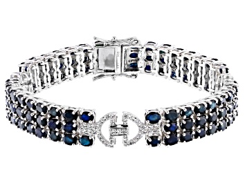 Picture of Blue Sapphire Rhodium Over Silver Bracelet 18.27ctw