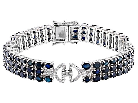 Blue Sapphire Rhodium Over Silver Bracelet 18.27ctw