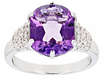 Picture of Purple amethyst rhodium over silver ring 3.87ctw