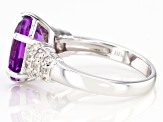Purple amethyst rhodium over silver ring 3.87ctw