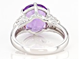 Purple amethyst rhodium over silver ring 3.87ctw