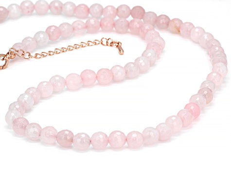 Pink rose quartz 18k Rose Gold Over Sterling Silver Bead