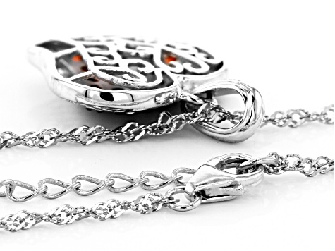 Red Garnet Rhodium Over Silver Heart Pendant with Chain 1.40ctw
