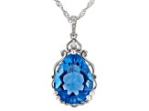 Blue Color Change Fluorite Rhodium Over Silver Pendant With Chain 9.29ctw
