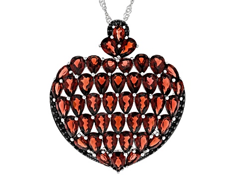 Red Garnet Rhodium Over Silver Pendant With Chain 16.78ctw