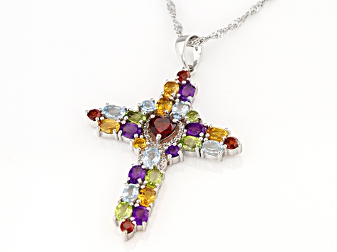 Sterling Silver Cubic Zirconia Cross Necklace, Sterling Gemstone Cross,  Catholic Jewelry, Christian Necklace, Gemstone Cross Necklace - Etsy