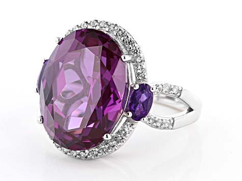 Purple Lab Created Color Change Sapphire Rhodium Over Sterling Silver ...