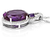 Purple Lab Created Color Change Sapphire Rhodium Over Sterling Silver Slide With Chain 11.98ctw