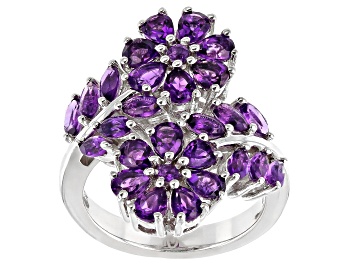 Picture of Purple Amethyst Rhodium Over Silver Ring 2.98ctw