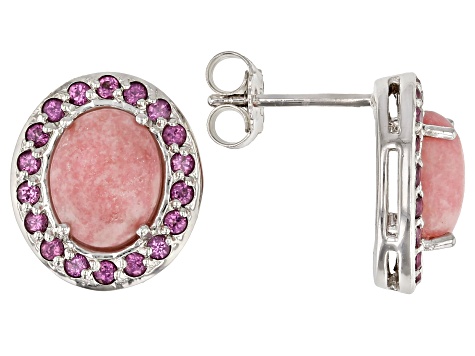 pink thulite rhodium over sterling silver earrings .92ctw - JXH136 ...