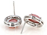pink thulite rhodium over sterling silver earrings .92ctw