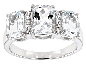 Blue Aquamarine Rhodium Over Silver Ring 2.28ctw