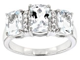 Blue Aquamarine Rhodium Over Silver Ring 2.28ctw
