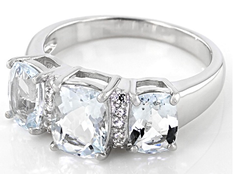 Blue Aquamarine Rhodium Over Silver Ring 2.28ctw