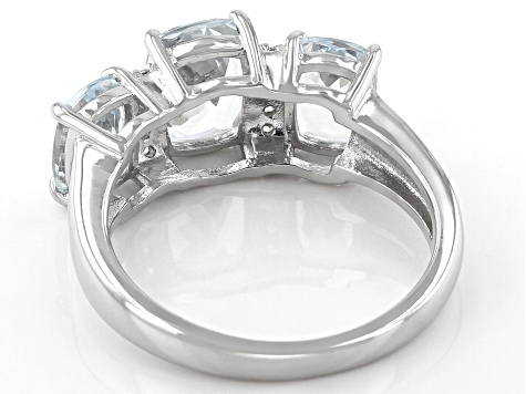 Blue Aquamarine Rhodium Over Silver Ring 2.28ctw